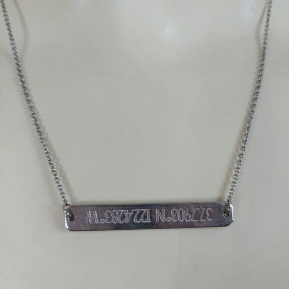 925 STERLING SILVER Bar Necklace "KRISTEN" Altitude Coordinates Handmade Jewelry - Picture 6 of 8